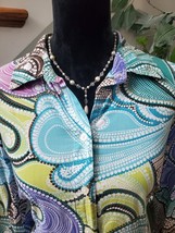 Dana Buchman Women&#39;s Multicolor Cotton Collared Long Sleeve Button Down Shirt L - £18.08 GBP