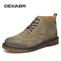 Cow Suede Autumn Men Boots Fashion Non-slip Working Ankle Boots Male High Top Ca - £67.22 GBP