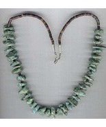 Long Large Green Turquoise Nugget and Shell Heishi Necklace - $120.00
