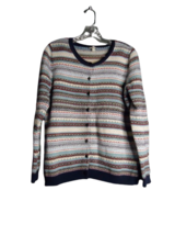 Talbots Button Front Cardigan Multicolored Fair Isle Print Womens Size L... - $24.74