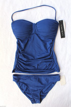 NWT La Blanca Ink Rich Blue Ruched Convertible Halter Tankini Swim Suit 6 $129 - £33.09 GBP