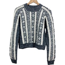 NEW Rag &amp; Bone Womens L Maisie Sweater Alpaca Cropped Fair Isle Gray Cozy - £123.65 GBP