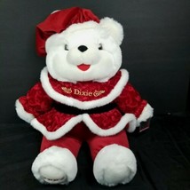 Winn Dixie Christmas White Teddy Bear Red Santa Outfit Plush Stuffed Soft 2001 - £31.10 GBP