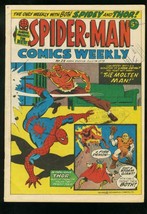 SPIDER-MAN Comics Weekly #22 1973-STEVE DITKO-JACK KIRBY-BRITISH-MOLTEN Man Fn - £40.80 GBP