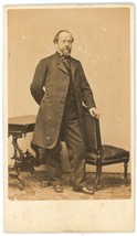 Circa 1870&#39;S Stunning Cdv Distinguished Looking Man Long Coat Whipple Boston Ma - £7.49 GBP