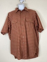 Cabela&#39;s Men Size XLT Red Check Button Up Shirt Short Sleeve Pockets - £5.38 GBP