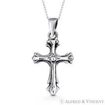 Gothic Medieval Cross Charm Pendant &amp; Necklace in Oxidized .925 Sterling Silver - £14.86 GBP+