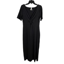 Pact Maxi Dress Size Medium Twist Front Black Short Sleeve Organic Cotton - £35.32 GBP