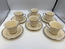 Set of 6 Lenox SOLITAIRE Platinum Band Cup &amp; Saucer Sets - $79.99