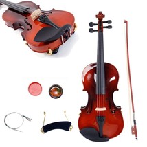 New 1/8 Size Basswood Natural Acoustic Violin Fiddle With Case Bow Rosin Set - £56.05 GBP