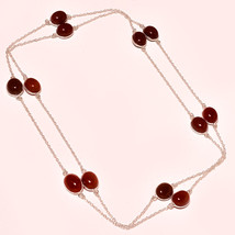 Carnelian Gemstone Handmade Christmas Gift Necklace Jewelry 36&quot; SA 3764 - £7.18 GBP