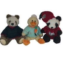 Hugfun Plush Lot 3 Panda Teddy Bear Yellow Duck Stuffed Animal Toy Costco 9&quot; - £8.91 GBP