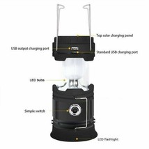Solar Portable LED Flashlight USB Rechargeable Camping Tent Light or Lantern - £9.16 GBP