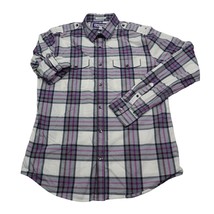 Express Shirt Mens L Purple Plaid Long Sleeve Button Up Chest Pocket Dre... - $19.68