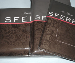 Sferra Alistair 1,020 TC Queen 4 PC Duvet Cover Set Brown Egypt Cotton Italy New - $518.00