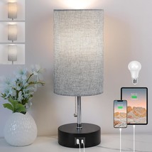 3-Color Temperature Bedside Lamp Nightstand Lamp With Usb A Port And C Port, Tab - £29.89 GBP