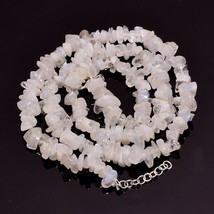 Natural Rainbow Moonstone Uncut Smooth Beads Necklace 4-10 mm 18.5-19.5&quot; UB-7649 - £8.53 GBP