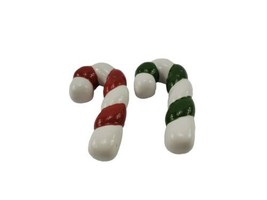 Christmas Ceramic Candy Cane Red Green Salt And Pepper Shakers Holiday  - $9.85