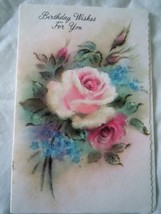 Vintage Coronation Collection Pink Rose Birthday Wish Card 1960s - £2.35 GBP