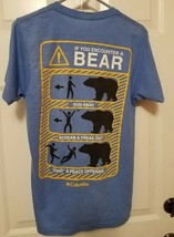 Columbia “If You Encounter A  Bear” Blue Short Sleeve T-Shirt Men&#39;s Size Small - £9.96 GBP