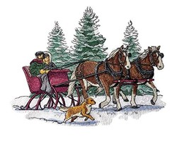 Beyond Vision Memorable Winter Sleigh Ride Embroidered Iron on/Sew Patch [11 &quot;w  - £36.70 GBP