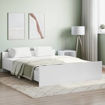 Bed Frame with Headboard and Footboard White 150x200 cm King Size - £102.28 GBP