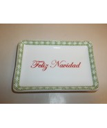 Charter Club FELIZ NAVIDAD Ceramic Tray NEW Christmas Macys Holiday Lane - $34.65