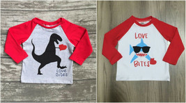 NEW Boutique Valentine&#39;s Day Shark Dinosaur Truck Boys Long Sleeve Shirt - $8.44