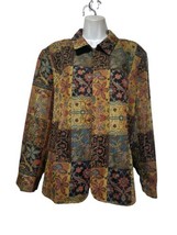 Diamonds and pearls Brown Patchwork tapestry Boho Jacket Womens Size XL - $39.59