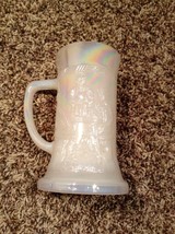 Vintage Federal Glass Moonglow White Opalescent  Mug Stein Pub Scene - £5.30 GBP