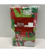 Best Value Flannel Backed Tablecloth 52 x 90 Oblong Christmas Design 2008 - $12.24