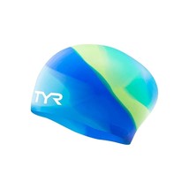 TYR Tie Dye Long Hair Silicone Swim Cap Youth, Blue Green, NA - £26.43 GBP
