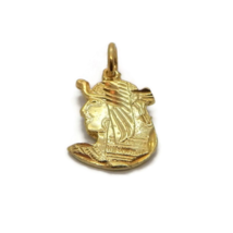 Egyptian Queen Cleopatra Charm Pendant 14k Yellow Gold - £185.94 GBP