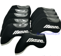 Mizuno Black Left Handed Golf Iron Head Cover 10 Pcs Set Head Covers Neoprene *Us - £15.73 GBP