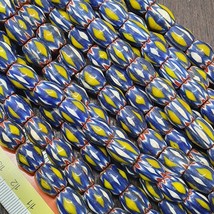 Vintage Venetian African Style Glass Chevron Beads Long Strand - $32.20