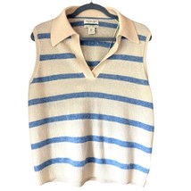 NWT Rachel Zoe Two-Ply Cashmere Sweater Vest Blue Cream Stripe - $1,080.20 MXN