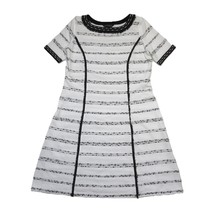 NWT Ming Wang Fringe Trim Soft Knit in Black White Dress M - $82.00