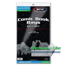 3 pks of 100 (300) BCW 6 ⅞" x 10 ½" Resealable Current/Modern Age Comic ... - $28.41