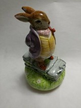 Beatrix Potter Hand Painted SCHMID Old Mr Bunny Musical Music box vintage  - $48.99