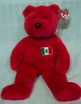 TY Beanie Buddy OSITO THE RED TEDDY BEAR WITH MEXICAN FLAG STUFFED ANIMA... - $19.80