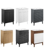 23.5&quot; Mid-Century Bathroom Vanity Black, White, Gray, Oak Laminate Taper... - $219.95+