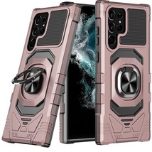 For Samsung S23 Ultra Robotic Hybrid with Magnetic Ring Stand Case Cover - Rose - £6.74 GBP