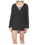 Billabong Blue Skies Mini Beach Long Sleeve Cover-Up Black Dress Size Small - $23.99