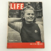 VTG Life Magazine April 15 1940 The Government and The Youth, Newsstand - £14.90 GBP