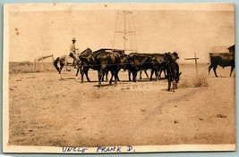 RPPC Named Subject Cowboy Frank David On a Horse Herding Cattle UNP Post... - £23.26 GBP