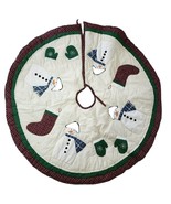 Quilted Christmas Tree Snowman Skirt white / plaid - $10.00