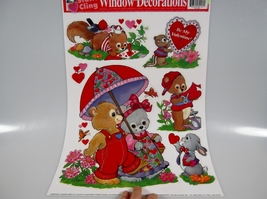 Valentine&#39;s Day Magic Cling Window Decorations Bears Rabbit Squirrel Chi... - £3.92 GBP