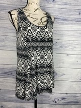 Cato Sleeveless Jersey Knit Tank Top Womens S Scoop Neck Zipper Back Geo... - $10.80