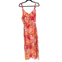 Ivy Street Maxi Dress Sleeveless Tie Waist Floral Orange Pink Colorful 2X - £15.47 GBP