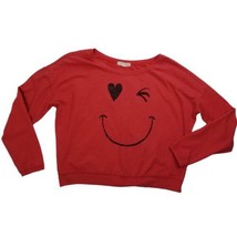 Forever 21 Smiley Face Get Happy Sweatshirt Womens Sz Size M Pink Round ... - $14.24